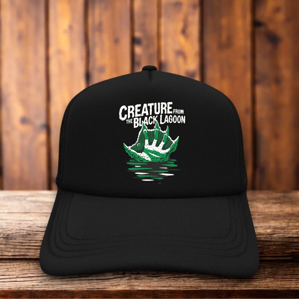 Creature from the Black Lagoon Mens Trucker Hat Black 50s Horror Gill-man Cap